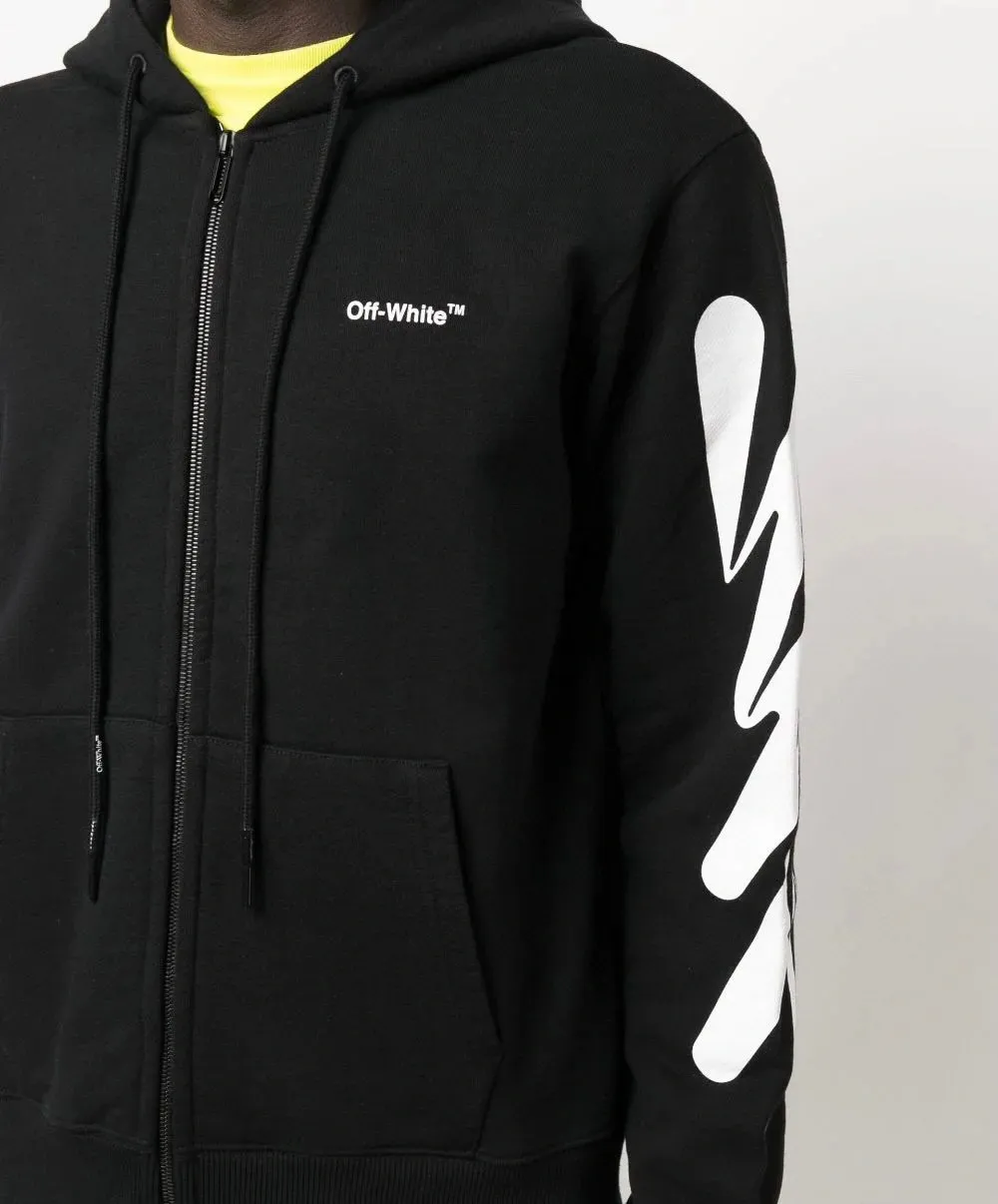 Top tested version OFF-WHITE OW black and white graffiti brush wavy pattern zebra crossing ECG men's and women's loose T-shirt unisex zipper hoodie sweatshirt After the ECG series, the tiger stripe pattern appears again. This may be another simple and luxurious new model after the merger with LV. Awesome black and white color scheme, new artistic derivation of signature elements, and simple fashion style is remarkable. Small dropped shoulders, slightly wide style, suitable for both men and women.  Imported glue technology, extremely strong. 21 brand new washable collar label tags, customized one to one. The fabric is 480g double-ply double-yarn terry fabric, which is full of drape and smooth to the touch. A must-have for fall and winter!  Color: Black Size: XS-L P:410